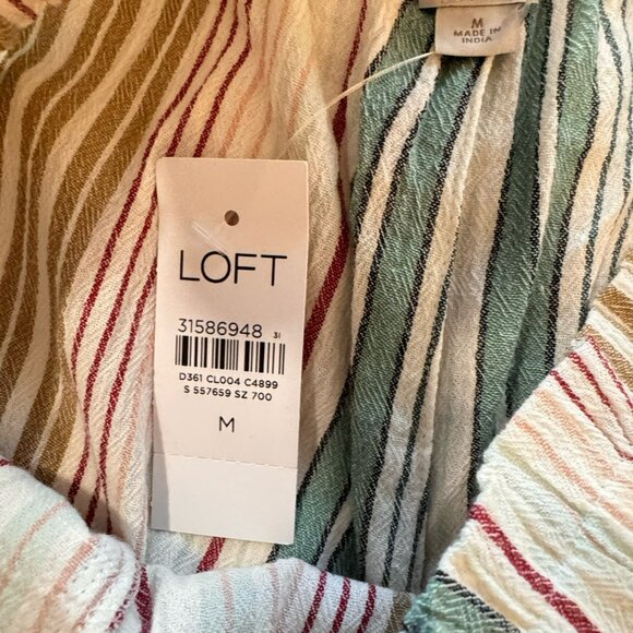 LOFT Tank Top Shorts Set Womens Medium Stripes 100% Cotton Summer - Picture 6 of 8